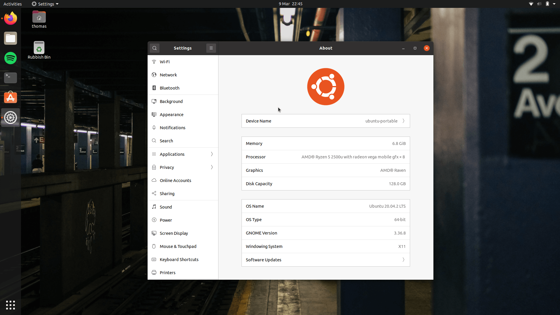 a screenshot from ubuntu desktop 20.04 LTS
